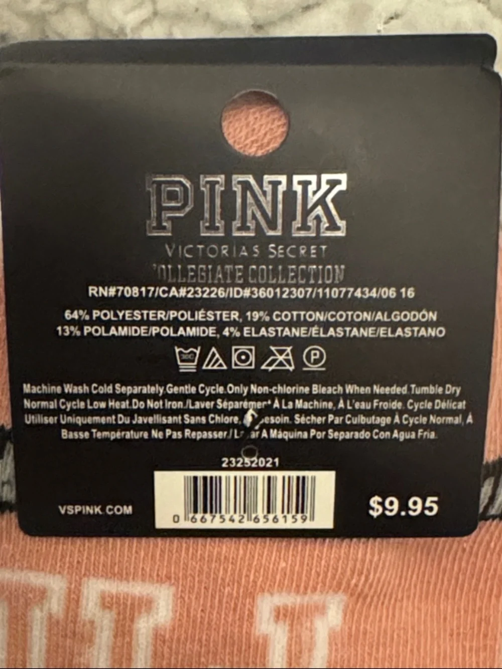 PINK Victoria's Secret Rose Pink Athletic Ankle Socks‎ with Black Trim